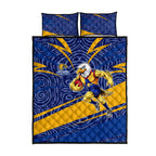 West Coast Eagles Australian Football Quilt Bed Set Fierce Eagle Mascot With Indigenous Pattern Art