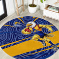 West Coast Eagles Australian Football Round Carpet Fierce Eagle Mascot With Indigenous Pattern Art