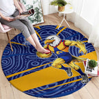 West Coast Eagles Australian Football Round Carpet Fierce Eagle Mascot With Indigenous Pattern Art