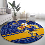 West Coast Eagles Australian Football Round Carpet Fierce Eagle Mascot With Indigenous Pattern Art