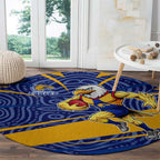 West Coast Eagles Australian Football Round Carpet Fierce Eagle Mascot With Indigenous Pattern Art