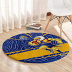 West Coast Eagles Australian Football Round Carpet Fierce Eagle Mascot With Indigenous Pattern Art