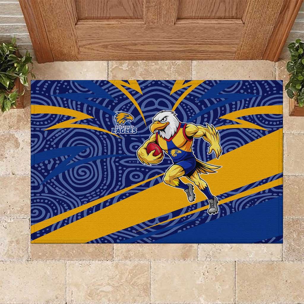 West Coast Eagles Australian Football Rubber Doormat Fierce Eagle Mascot With Indigenous Pattern Art