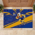West Coast Eagles Australian Football Rubber Doormat Fierce Eagle Mascot With Indigenous Pattern Art