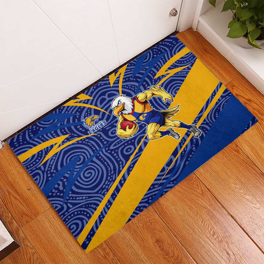 West Coast Eagles Australian Football Rubber Doormat Fierce Eagle Mascot With Indigenous Pattern Art
