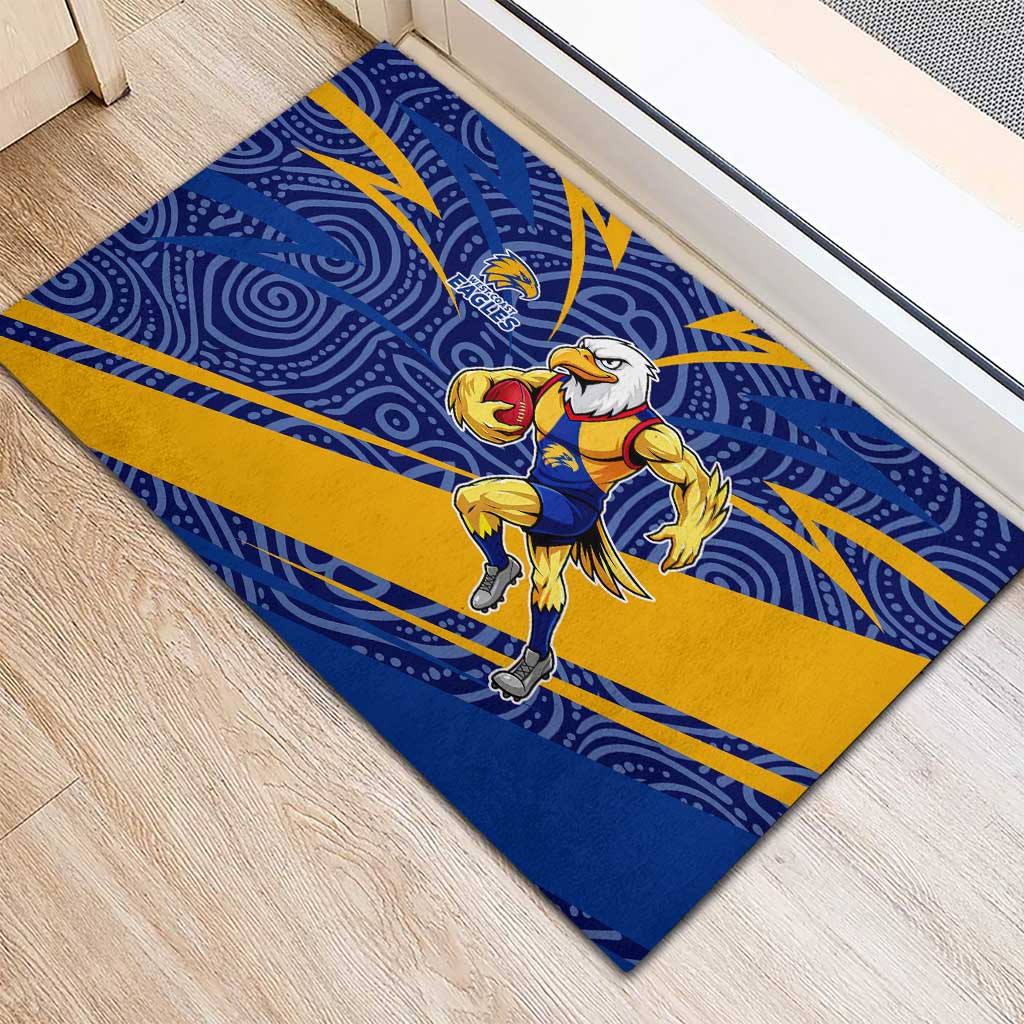 West Coast Eagles Australian Football Rubber Doormat Fierce Eagle Mascot With Indigenous Pattern Art