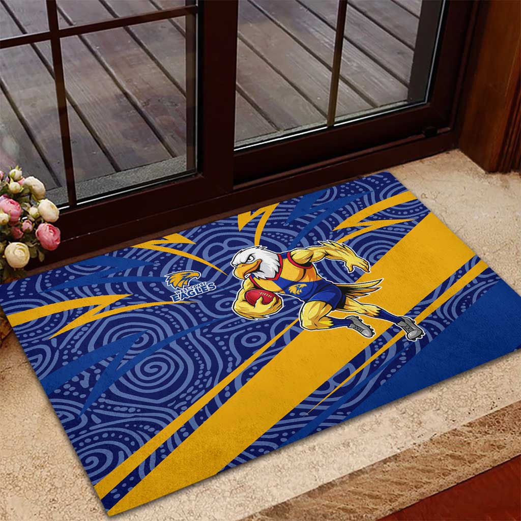 West Coast Eagles Australian Football Rubber Doormat Fierce Eagle Mascot With Indigenous Pattern Art
