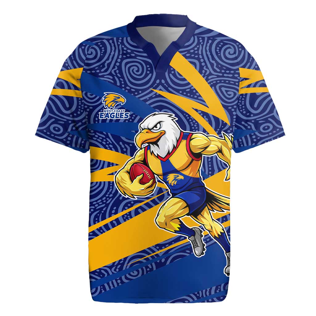 West Coast Eagles Australian Football Rugby Jersey Fierce Eagle Mascot With Indigenous Pattern Art