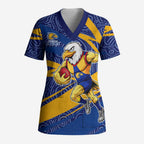West Coast Eagles Australian Football Scrub Top Fierce Eagle Mascot With Indigenous Pattern Art