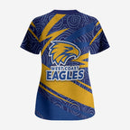 West Coast Eagles Australian Football Scrub Top Fierce Eagle Mascot With Indigenous Pattern Art