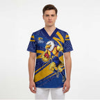 West Coast Eagles Australian Football Scrub Top Fierce Eagle Mascot With Indigenous Pattern Art