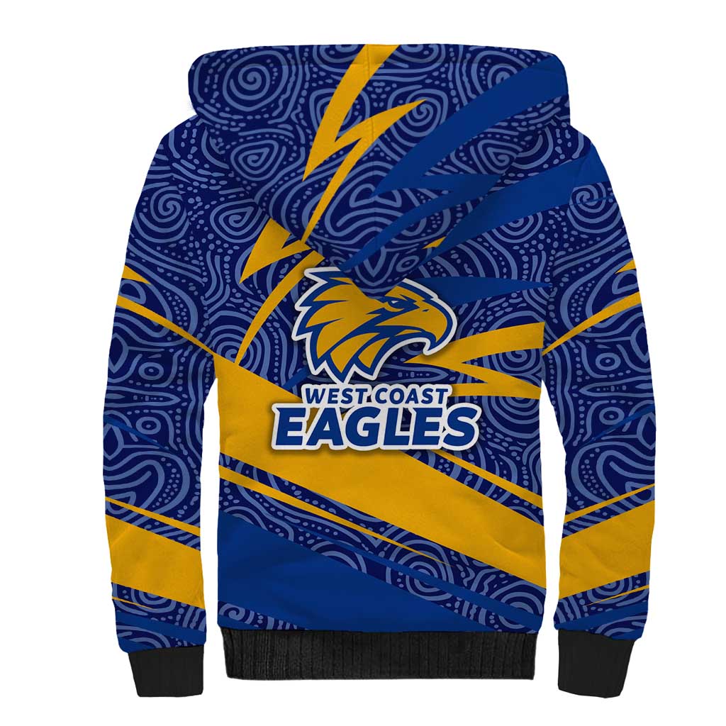West Coast Eagles Australian Football Sherpa Hoodie Fierce Eagle Mascot With Indigenous Pattern Art