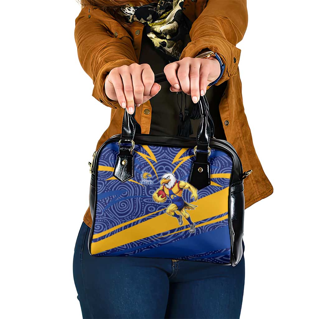 West Coast Eagles Australian Football Shoulder Handbag Fierce Eagle Mascot With Indigenous Pattern Art
