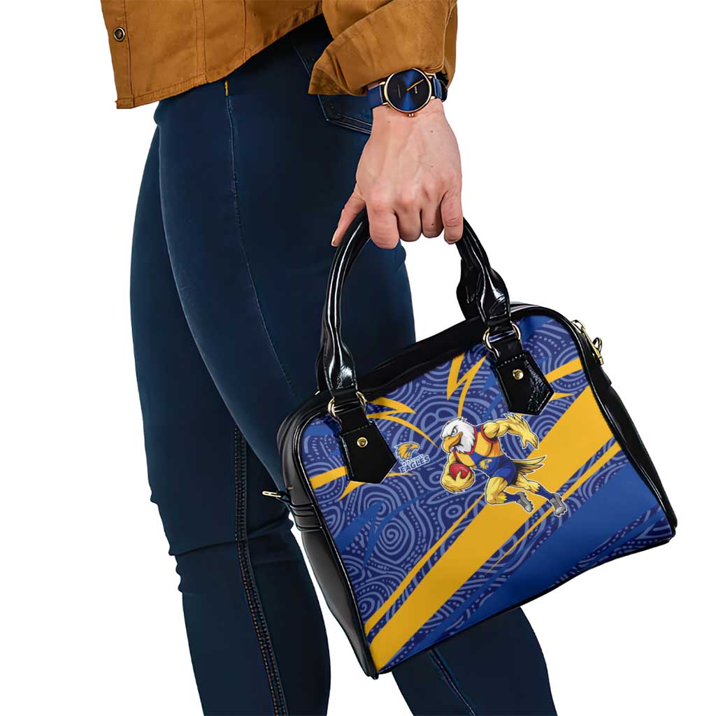 West Coast Eagles Australian Football Shoulder Handbag Fierce Eagle Mascot With Indigenous Pattern Art