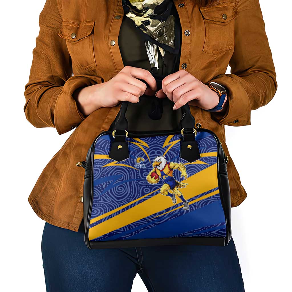 West Coast Eagles Australian Football Shoulder Handbag Fierce Eagle Mascot With Indigenous Pattern Art