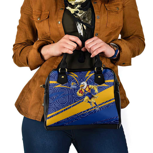 West Coast Eagles Australian Football Shoulder Handbag Fierce Eagle Mascot With Indigenous Pattern Art