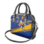 West Coast Eagles Australian Football Shoulder Handbag Fierce Eagle Mascot With Indigenous Pattern Art