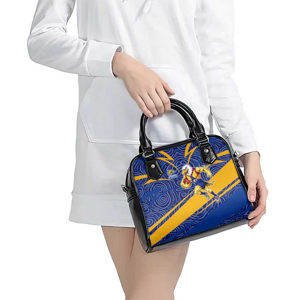 West Coast Eagles Australian Football Shoulder Handbag Fierce Eagle Mascot With Indigenous Pattern Art