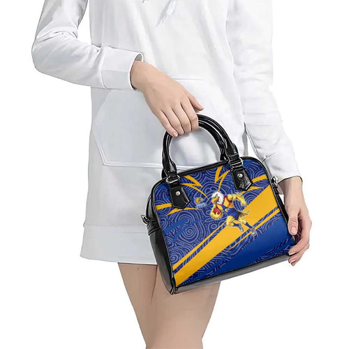 West Coast Eagles Australian Football Shoulder Handbag Fierce Eagle Mascot With Indigenous Pattern Art