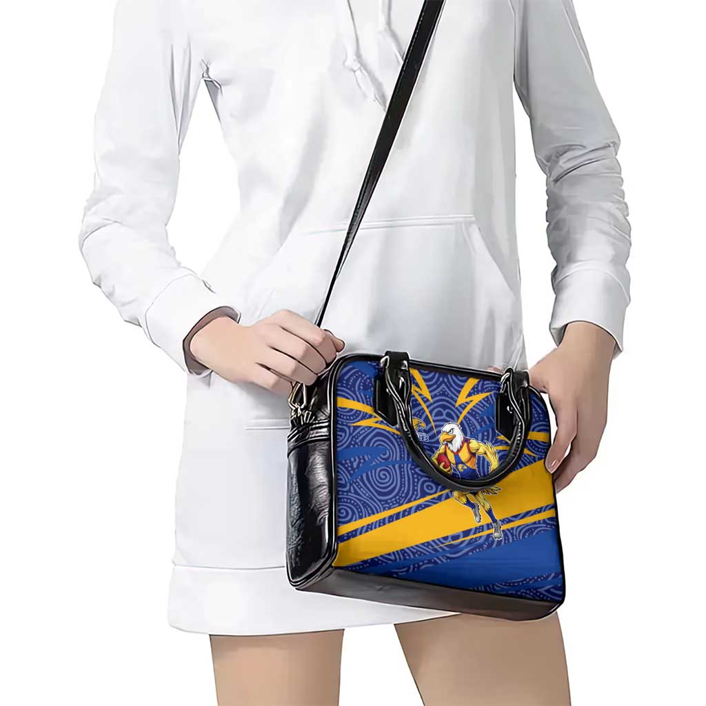 West Coast Eagles Australian Football Shoulder Handbag Fierce Eagle Mascot With Indigenous Pattern Art
