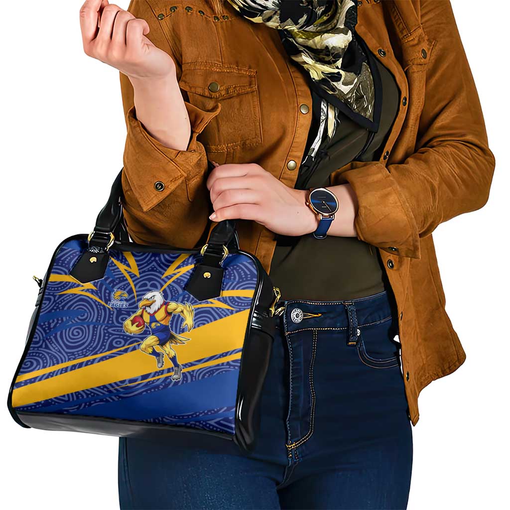 West Coast Eagles Australian Football Shoulder Handbag Fierce Eagle Mascot With Indigenous Pattern Art