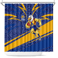 West Coast Eagles Australian Football Shower Curtain Fierce Eagle Mascot With Indigenous Pattern Art