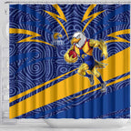 West Coast Eagles Australian Football Shower Curtain Fierce Eagle Mascot With Indigenous Pattern Art