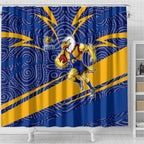 West Coast Eagles Australian Football Shower Curtain Fierce Eagle Mascot With Indigenous Pattern Art