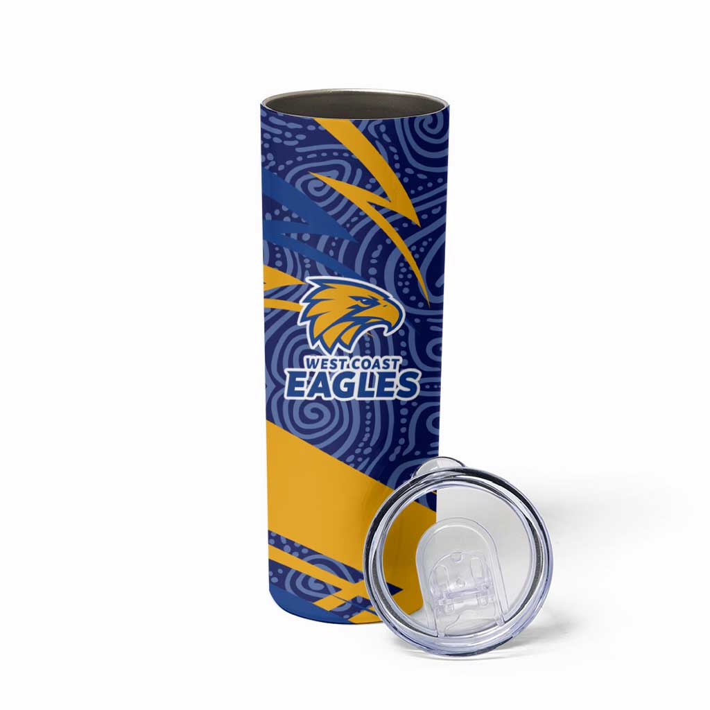 West Coast Eagles Australian Football Skinny Tumbler Fierce Eagle Mascot With Indigenous Pattern Art