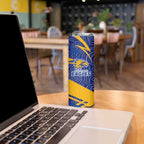 West Coast Eagles Australian Football Skinny Tumbler Fierce Eagle Mascot With Indigenous Pattern Art