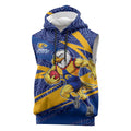 West Coast Eagles Australian Football Sleeveless Hoodie Fierce Eagle Mascot With Indigenous Pattern Art