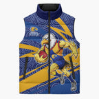 West Coast Eagles Australian Football Sleeveless Puffer Jacket Fierce Eagle Mascot With Indigenous Pattern Art