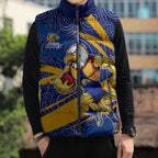 West Coast Eagles Australian Football Sleeveless Puffer Jacket Fierce Eagle Mascot With Indigenous Pattern Art