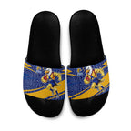 West Coast Eagles Australian Football Slide Sandals Fierce Eagle Mascot With Indigenous Pattern Art