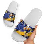 West Coast Eagles Australian Football Slide Sandals Fierce Eagle Mascot With Indigenous Pattern Art