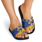 West Coast Eagles Australian Football Slide Sandals Fierce Eagle Mascot With Indigenous Pattern Art
