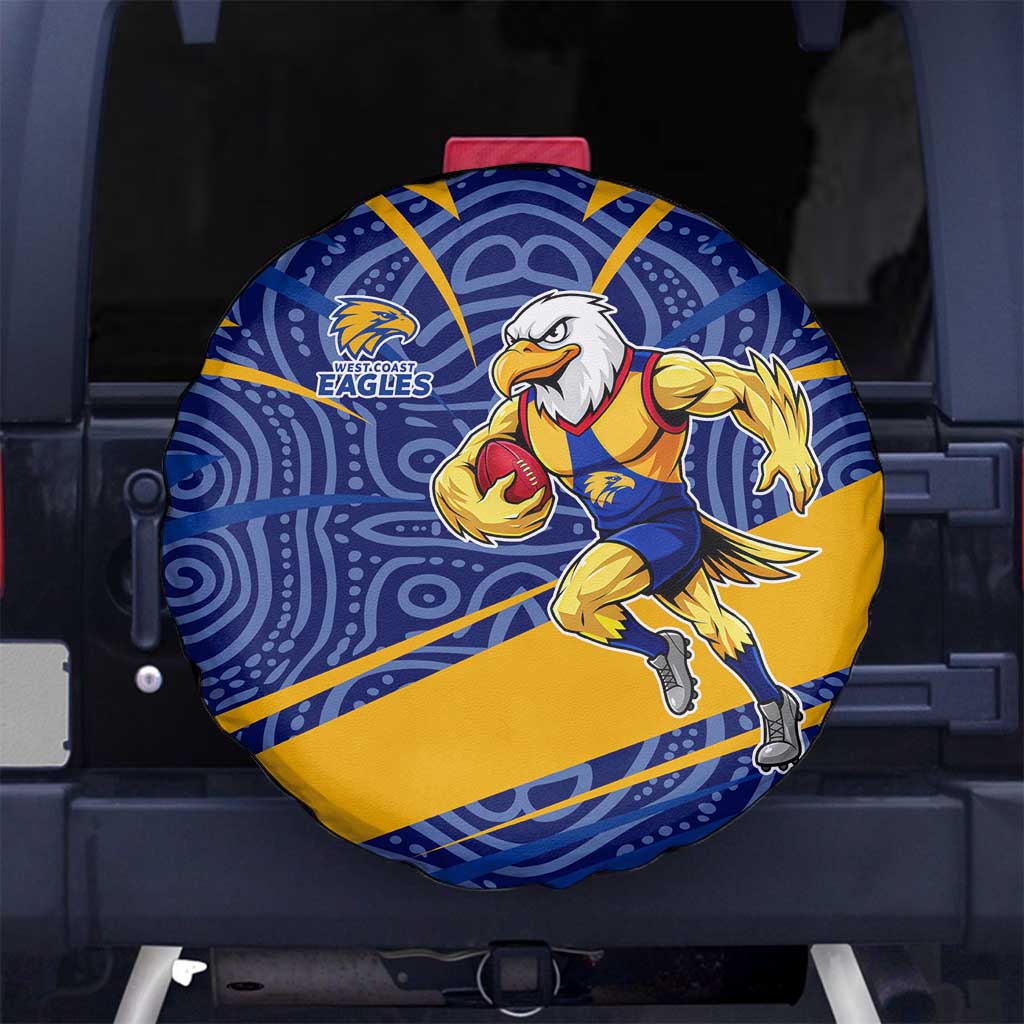 West Coast Eagles Australian Football Spare Tire Cover Fierce Eagle Mascot With Indigenous Pattern Art