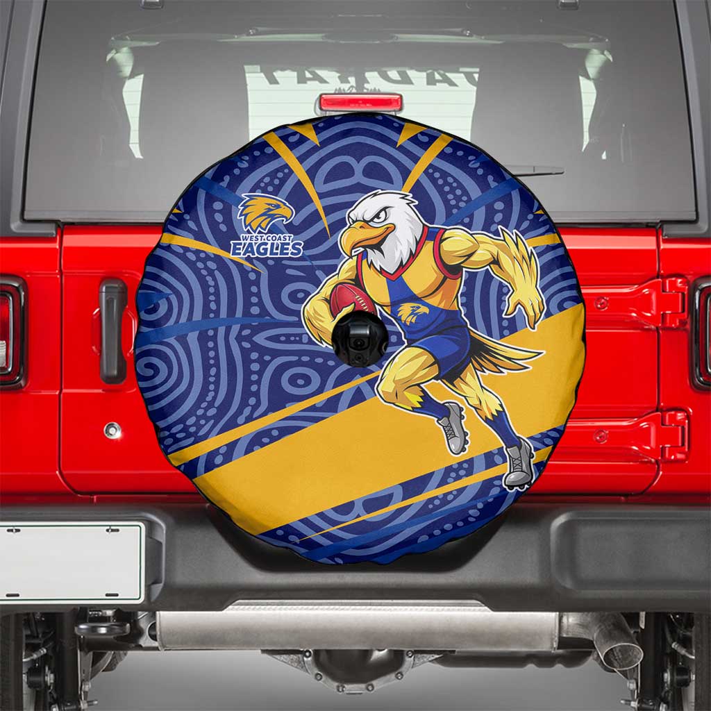 West Coast Eagles Australian Football Spare Tire Cover Fierce Eagle Mascot With Indigenous Pattern Art