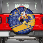 West Coast Eagles Australian Football Spare Tire Cover Fierce Eagle Mascot With Indigenous Pattern Art
