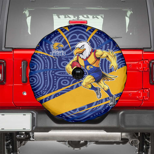 West Coast Eagles Australian Football Spare Tire Cover Fierce Eagle Mascot With Indigenous Pattern Art
