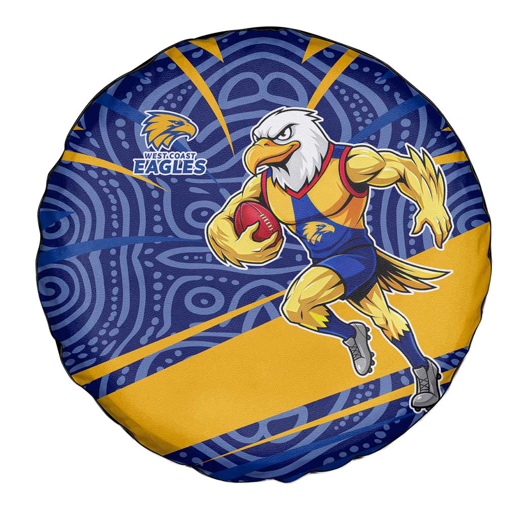 West Coast Eagles Australian Football Spare Tire Cover Fierce Eagle Mascot With Indigenous Pattern Art