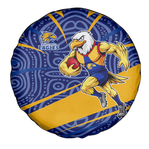 West Coast Eagles Australian Football Spare Tire Cover Fierce Eagle Mascot With Indigenous Pattern Art