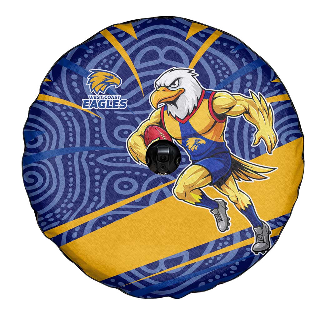 West Coast Eagles Australian Football Spare Tire Cover Fierce Eagle Mascot With Indigenous Pattern Art