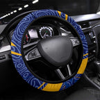 West Coast Eagles Australian Football Steering Wheel Cover Fierce Eagle Mascot With Indigenous Pattern Art