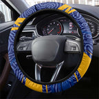 West Coast Eagles Australian Football Steering Wheel Cover Fierce Eagle Mascot With Indigenous Pattern Art