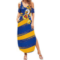 West Coast Eagles Australian Football Summer Maxi Dress Fierce Eagle Mascot With Indigenous Pattern Art