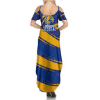 West Coast Eagles Australian Football Summer Maxi Dress Fierce Eagle Mascot With Indigenous Pattern Art