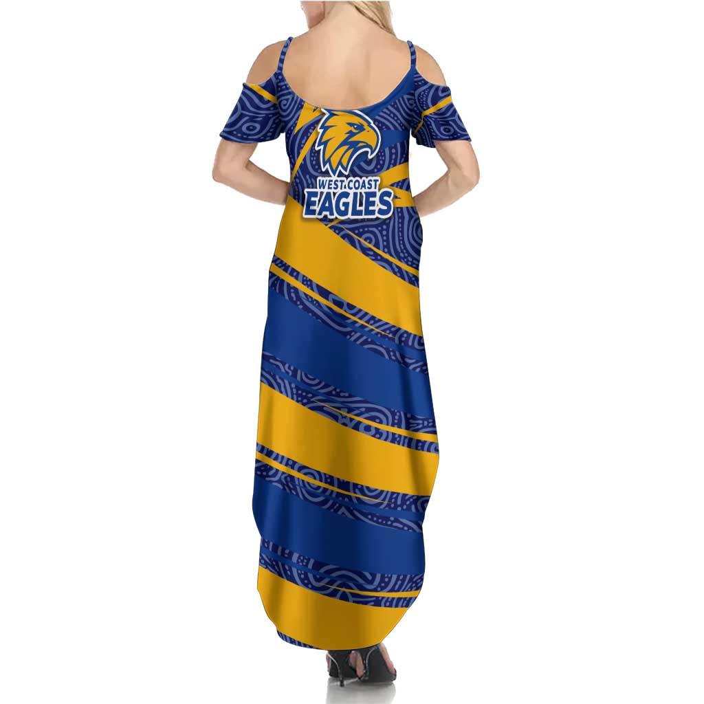 West Coast Eagles Australian Football Summer Maxi Dress Fierce Eagle Mascot With Indigenous Pattern Art