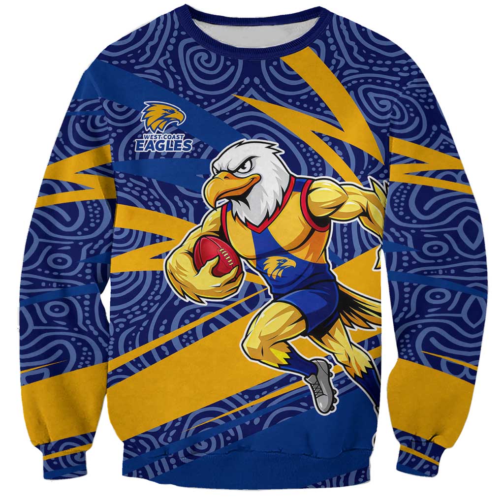 West Coast Eagles Australian Football Sweatshirt Fierce Eagle Mascot With Indigenous Pattern Art