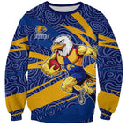 West Coast Eagles Australian Football Sweatshirt Fierce Eagle Mascot With Indigenous Pattern Art